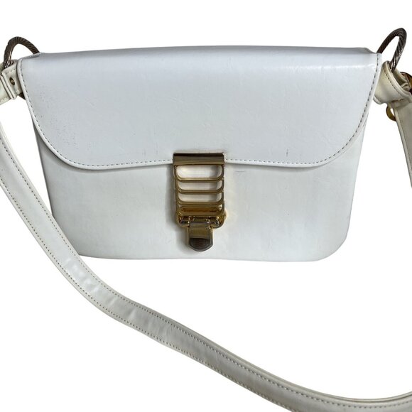 Robert Bestien Vintage White Faux Leather shoulder Adjustable Strap - Picture 1 of 12